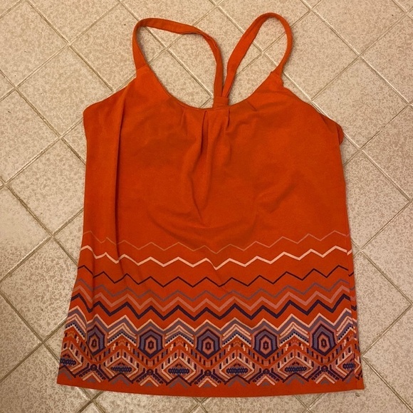 Patagonia deep orange and blue chevron tribal print cami tank with built in bra - Picture 1 of 8